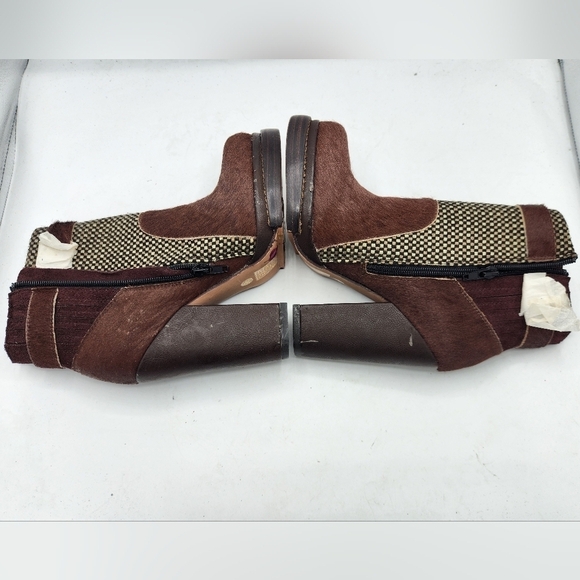 Custo Barcelona Pony-Style Calfskin Ankle Boots In Brown and Grey Size 38 - Picture 8 of 16